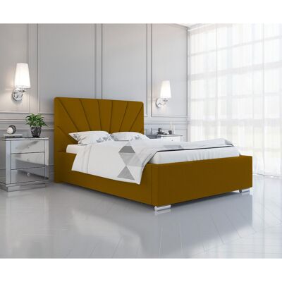 Khuduro Bed Small Double Plush Velvet Mustard