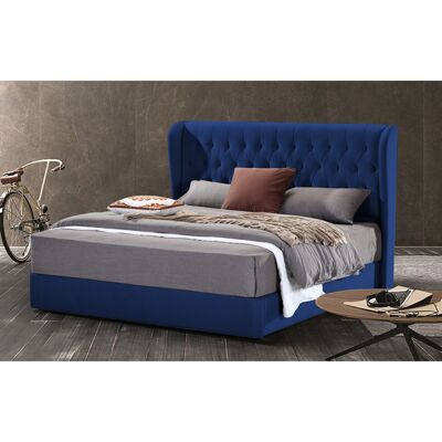 Mariappa Bed Single Plush Velvet Blue