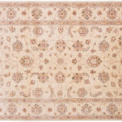 Afghan Chobi Ziegler 194x137 hand-knotted carpet 140x190 beige, oriental, short pile