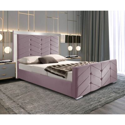 Marisa Bed Double Plush Velvet Pink