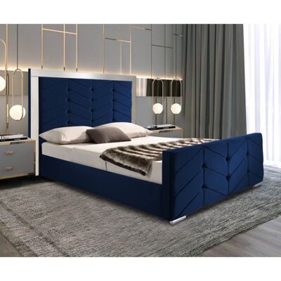 Marisa Bed Small Double Plush Velvet Blue