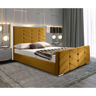 Marisa Bed Double Plush Velvet Mustard