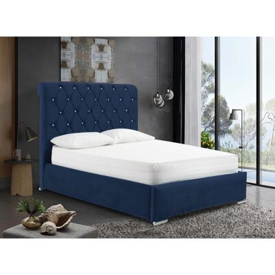 Meripa Bed Small Double Plush Velvet Blue
