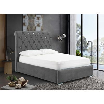 Meripa Bed Double Plush Velvet Grey