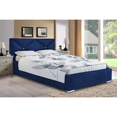 Mevena Bed Double Plush Velvet Blue