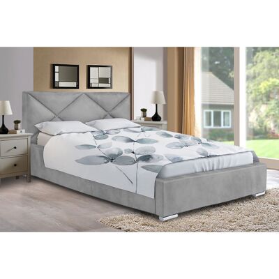 Mevena Bed Small Double Plush Velvet Silver