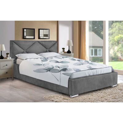 Mevena Bed Single Plush Velvet Grey