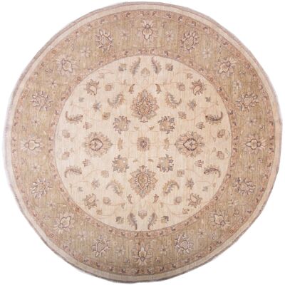 Afghan Chobi Ziegler round 200x197 hand-knotted carpet 200x200 square beige