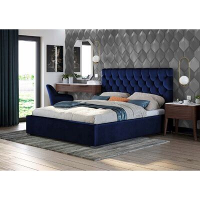 Rosiana Bed Double Plush Velvet Blue