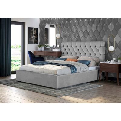 Rosiana Bed Small Double Plush Velvet Silver