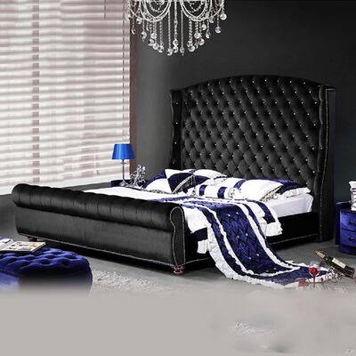 Rosio Bed Single Plush Velvet Black