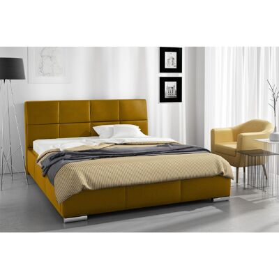 Simplier Bed Small Double Plush Velvet Mustard