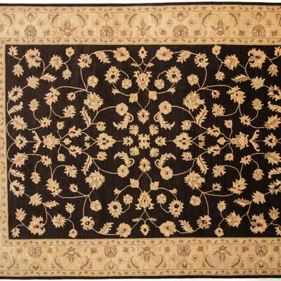 Afghan Chobi Ziegler 361x275 Handgeknüpft Teppich 280x360 Schwarz Blumenmuster Kurzflor