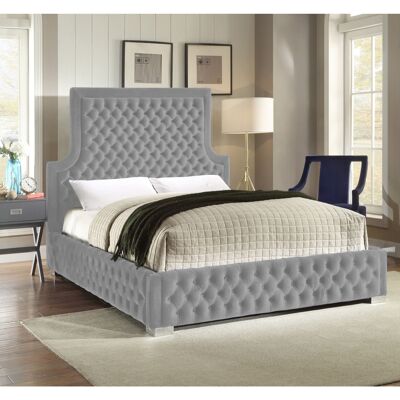 Yanis Bed Single Plush Velvet Silver