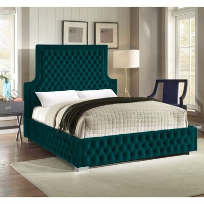 Yanis Bed Small Double Plush Velvet Green