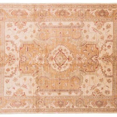 Afghan Chobi Ziegler 204x154 Handgeknüpft Teppich 150x200 Beige Orientalisch Kurzflor