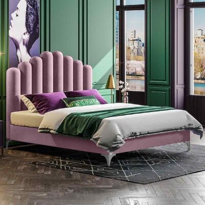 Matteo Bed King Plush Velvet Pink