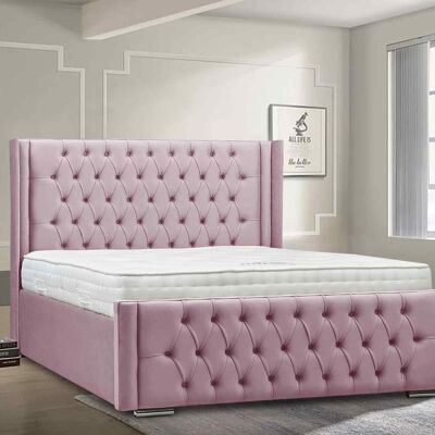 Lorenzo Bed Small Double Plush Velvet Pink