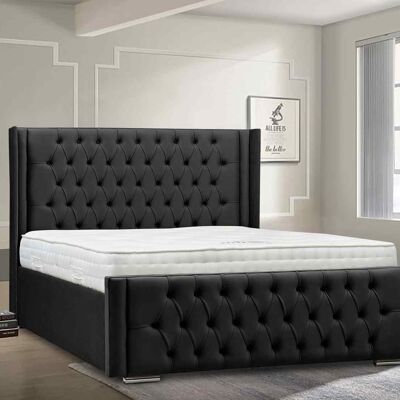 Lorenzo Bed Small Double Plush Velvet Black