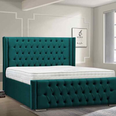 Lorenzo Bed Small Double Plush Velvet Green