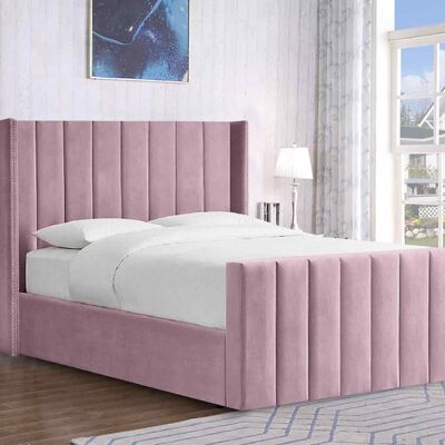 Luca Bed Double Plush Velvet Pink