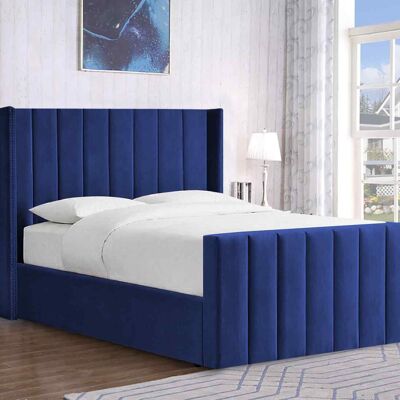 Luca Bed Super King Plush Velvet Blue
