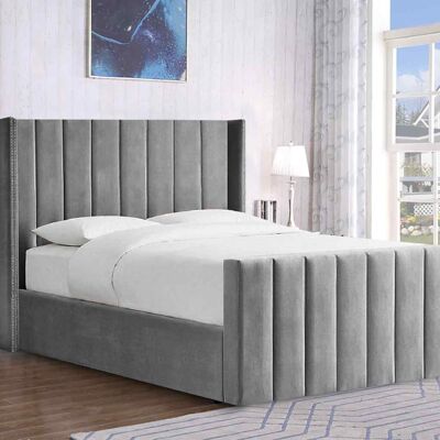 Luca Bed Super King Plush Velvet Grey