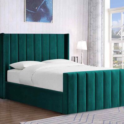 Luca Bed Double Plush Velvet Green