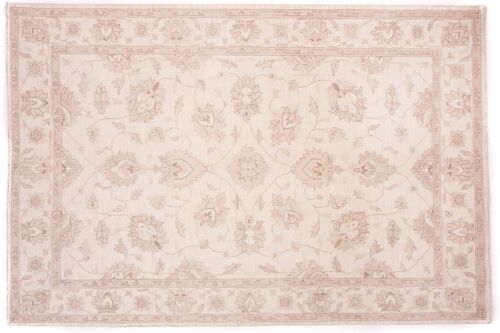 Afghan Chobi Ziegler 298x202 Handgeknüpft Teppich 200x300 Beige Orientalisch Kurzflor