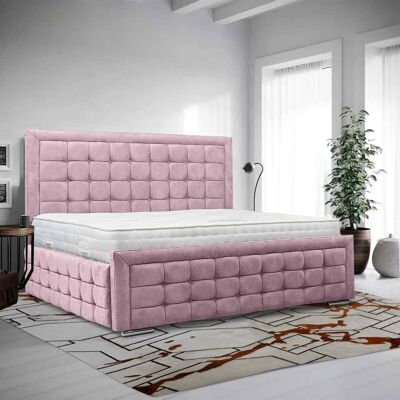 Leonardo Bed Small Double Plush Velvet Pink