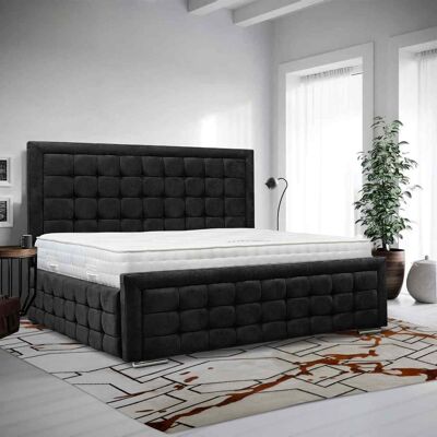 Leonardo Bed Small Double Plush Velvet Black