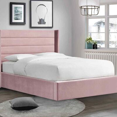 Brando Bed King Plush Velvet Pink