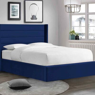 Brando Bed Small Double Plush Velvet Blue