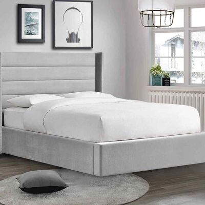 Brando Bed Super King Plush Velvet Silver