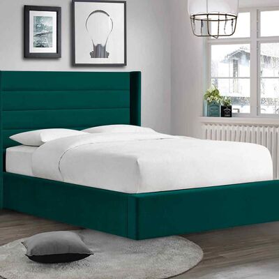 Brando Bed Double Plush Velvet Green