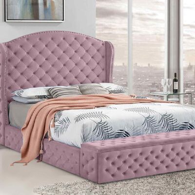 Abramo Bed King Plush Velvet Pink