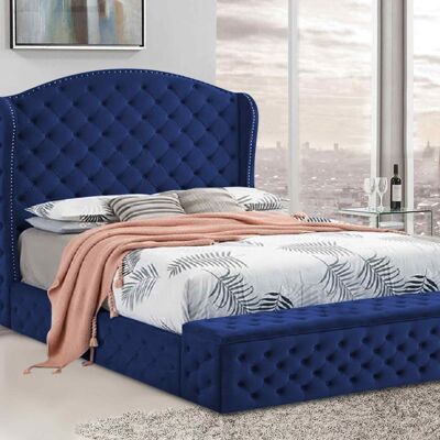 Abramo Bed Single Plush Velvet Blue
