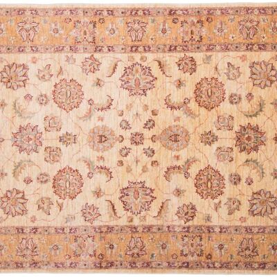Afgano Chobi Ziegler 211x148 alfombra anudada a mano 150x210 patrón de flores beige pelo corto