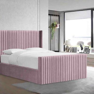 Damiano Bed Single Plush Velvet Pink