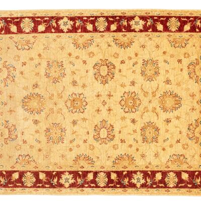 Afghan Chobi Ziegler 210x150 alfombra anudada a mano 150x210 patrón de flores beige pelo corto