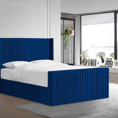 Damiano Bed Double Plush Velvet Blue
