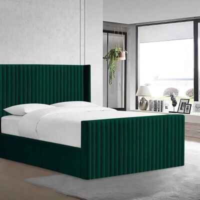 Damiano Bed Double Plush Velvet Green
