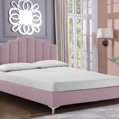 Martino Bed Double Plush Velvet Pink