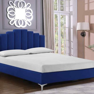 Martino Bed Small Double Plush Velvet Blue