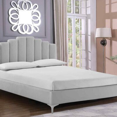 Martino Bed Small Double Plush Velvet Silver