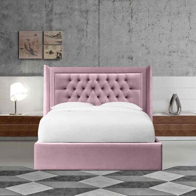 Marcello Bed Small Double Plush Velvet Pink