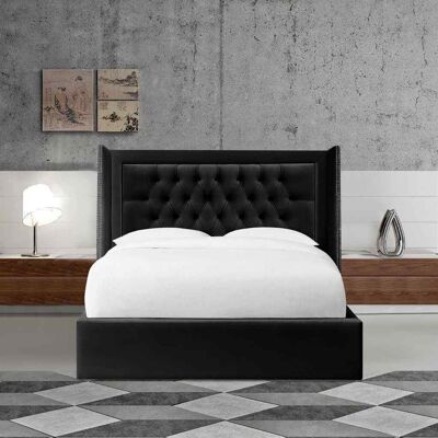 Marcello Bed Double Plush Velvet Black