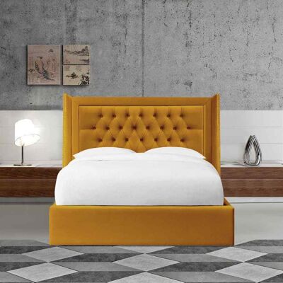 Marcello Bed Double Plush Velvet Mustard