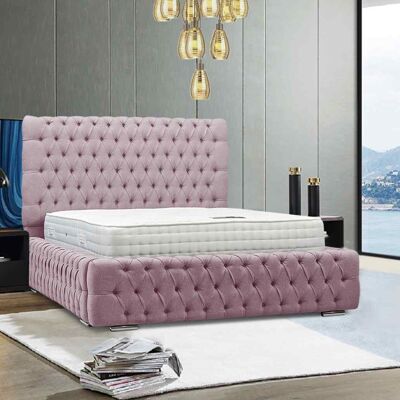 Ottavio Bed Small Double Plush Velvet Pink