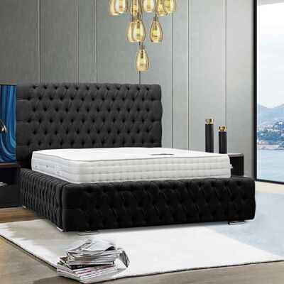 Ottavio Bed King Plush Velvet Black